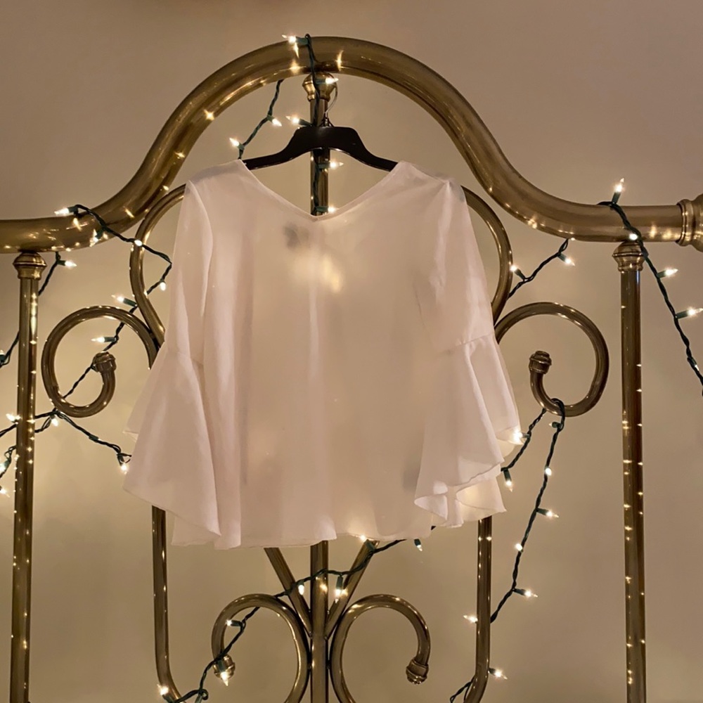 IZ Girl White Flared Sleeve Blouse